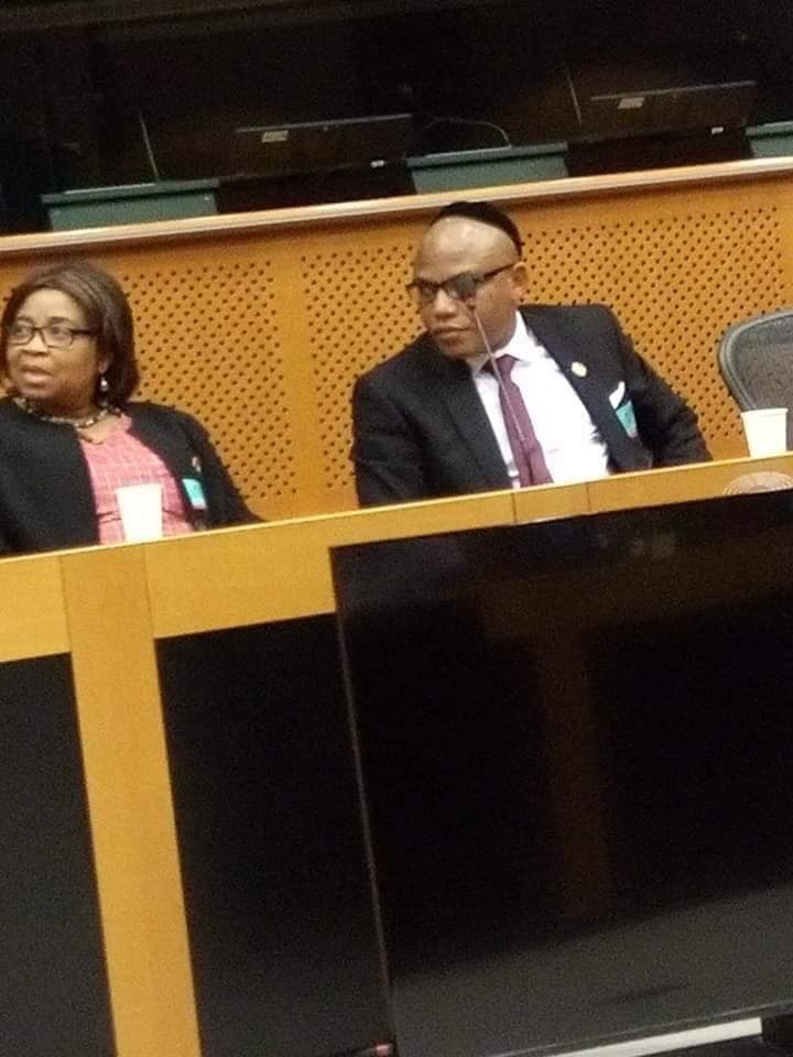 Exclusive Photos Of Nnamdi Kanu Addressing The European Parliament