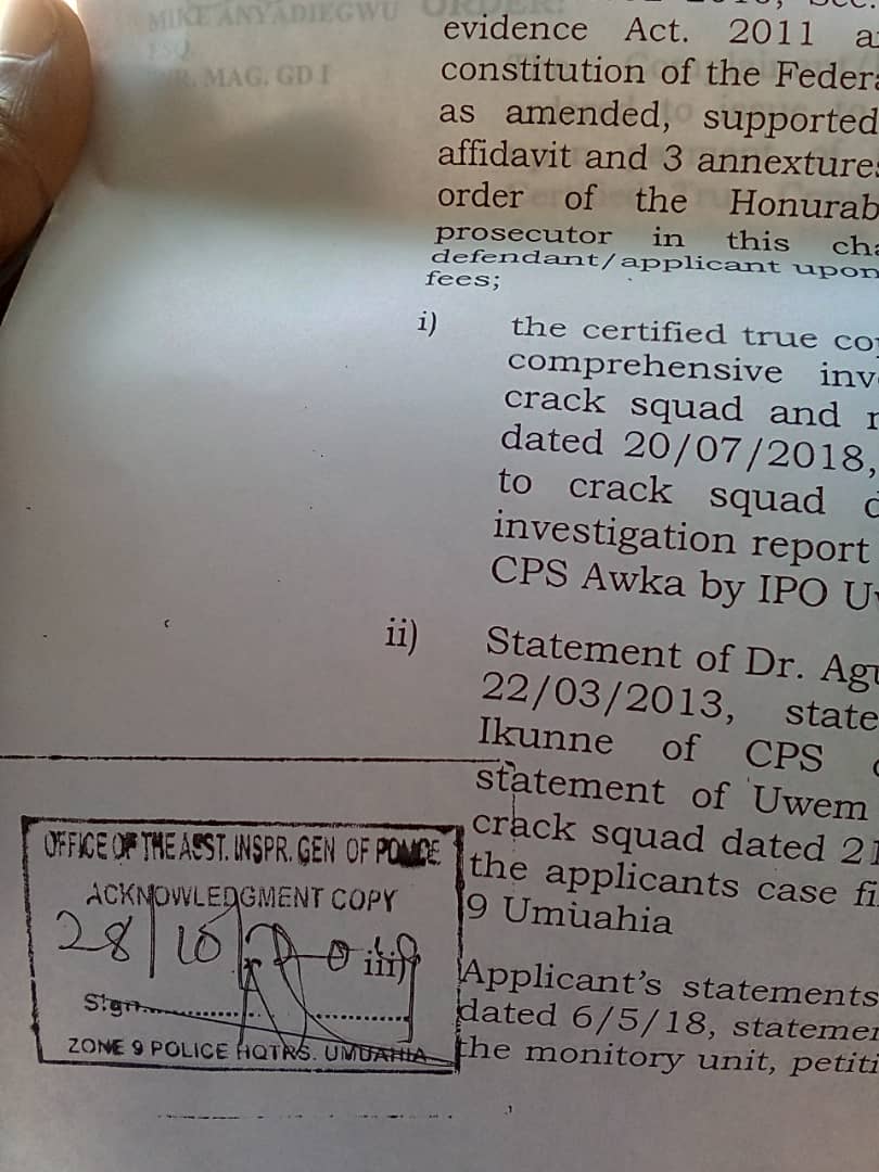 Cop Vs Chukwunenye: AIG Zone9 Receives Certified Copy Of Court Order From Chukwunenye Nweke