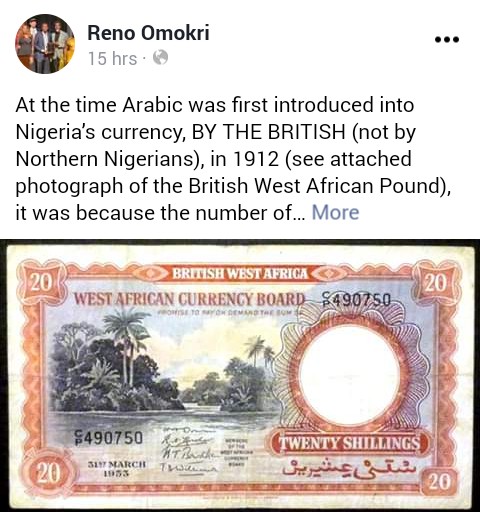 Reno Omokri Reveals Historically Why Arabic Is Printed On Nigerian