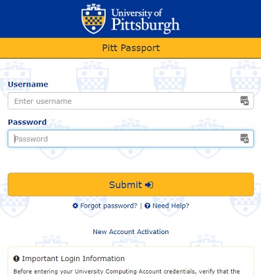 My Pitt Portal Login