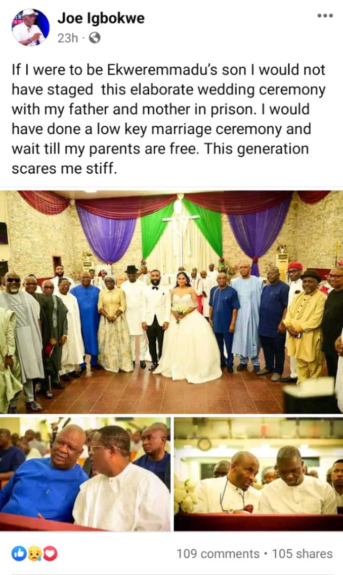 Joe Igbokwe blasts Senator Ekweremadu’s Son For Lavish Wedding While Parents Are In Prison